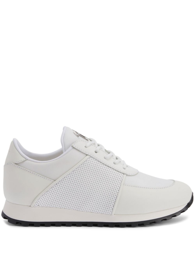 Shop Giuseppe Zanotti Jimi Running Leather Sneakers In White