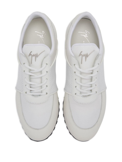 Shop Giuseppe Zanotti Jimi Running Leather Sneakers In White