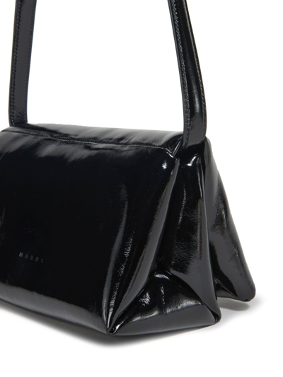 Marni Small Prisma Patent Shoulder Bag In Black