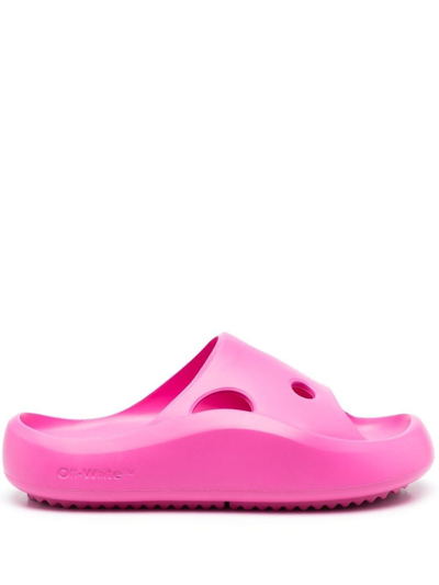 Shop Off-white Meteor Rubber Slides In 3232 Fuchsia