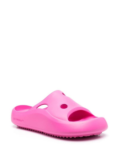 Off-white Meteor Rubber Slides In 3232 Fuchsia