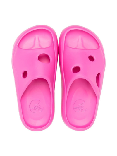 Off-white Meteor Rubber Slides In 3232 Fuchsia