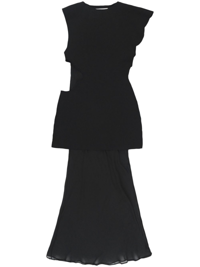 Shop Christopher Esber Panelled Sleeveless Midi Dress In Schwarz