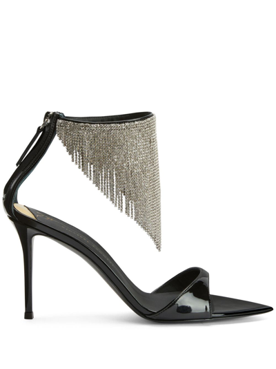 Giuseppe Zanotti Intriigo Crysta Sandals In Black In Schwarz