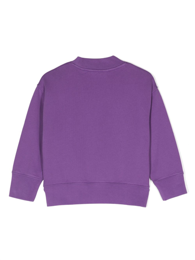 Shop Palm Angels Logo-print Cotton Sweatshirt In Violett