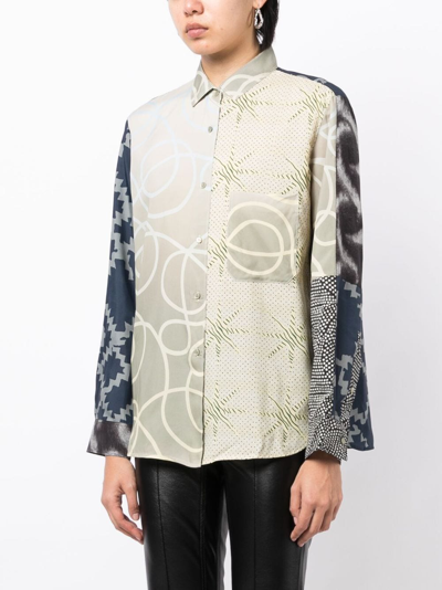 Shop Jnby Panelled Graphic-print Shirt In Mehrfarbig