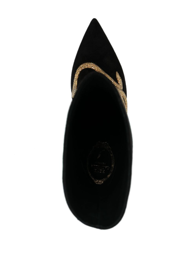 Shop René Caovilla 105mm Crystal Snake-embellished Boots In Schwarz