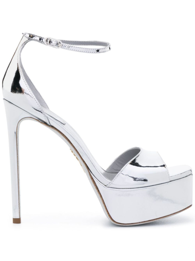 Shop René Caovilla 135mm Platform Sandals In Silber