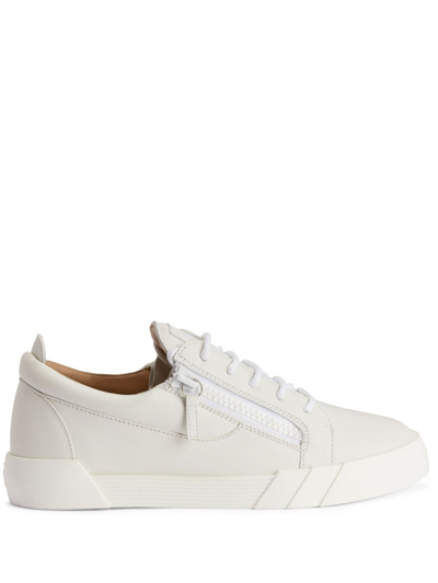 Shop Giuseppe Zanotti The Shark 5.0 Lace-up Sneakers In Weiss