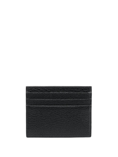 Shop Giorgio Armani Grained-textured Leather Card Holder In Schwarz