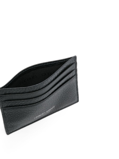 Shop Giorgio Armani Grained-textured Leather Card Holder In Schwarz