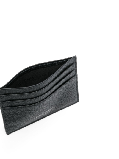 Giorgio Armani Grained-textured Leather Card Holder In Schwarz