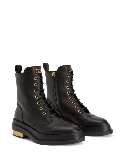 Shop Giuseppe Zanotti Chelsey Lace-up Ankle Boots In Black