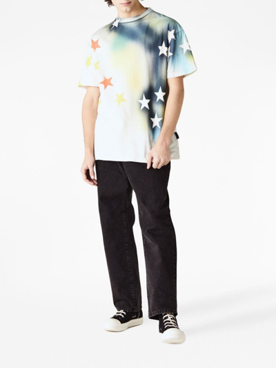 Palm Angels T-shirt Mit Graffiti-sternen In 0184 White Multicolor