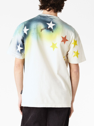 Palm Angels T-shirt Mit Graffiti-sternen In 0184 White Multicolor