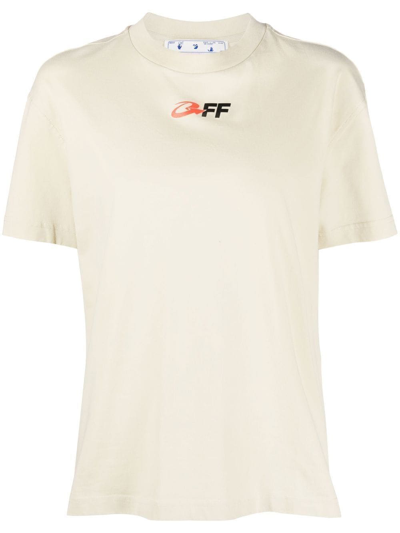 Shop Off-white Graphic-print Cotton T-shirt In 6110 Beige Black