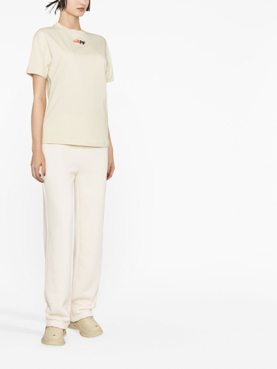 Off-white The Opposite Casual T-shirt In 6110 Beige Black