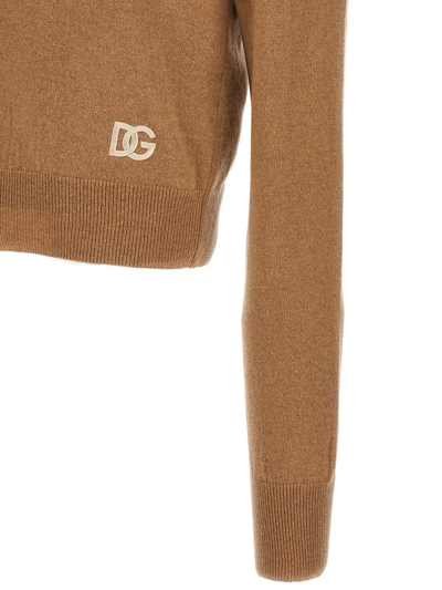 Shop Dolce & Gabbana Logo Embroidery Sweater In Beige