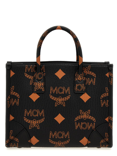 Shop Mcm 'munchen' Small Shopping Bag In Black