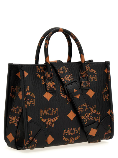 Shop Mcm 'munchen' Small Shopping Bag In Black