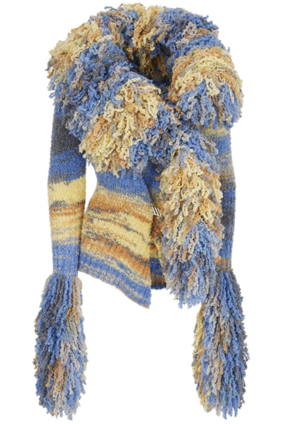 Shop Attico The  'rhona' Cradigan In Boucle Knit In Multicolor