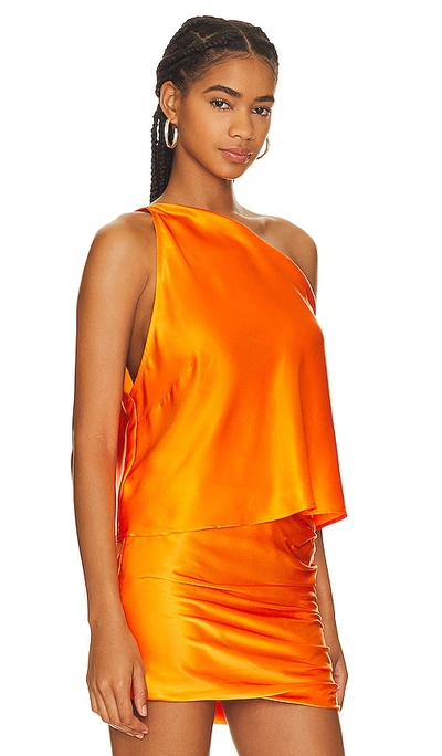 Shop The Sei One Shoulder Cowl Top In Tangerine