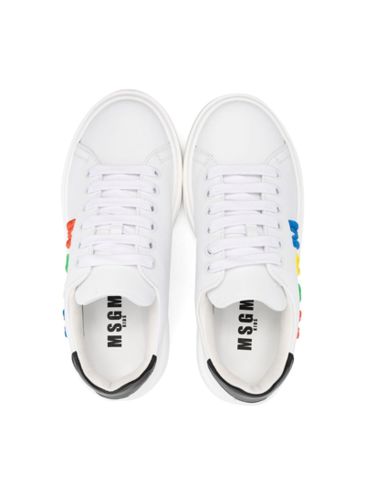 Shop Msgm Logo-embroidered Low-top Sneakers In White