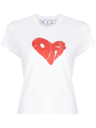 Shop Off-white Logo-print Short-sleeve T-shirt In 125 White