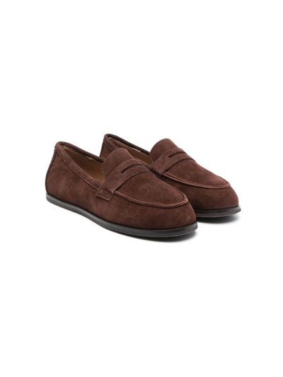 Shop Age Of Innocence Round-toe Suede Loafers In Brown