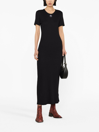 Shop Marine Serre Crescent Moon-print T-shirt Dress In Black