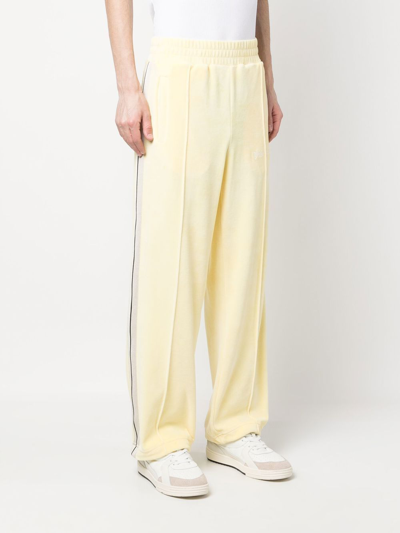 Palm Angels Stripe-detail Chenille Track Pants In 1803 Yellow Off White