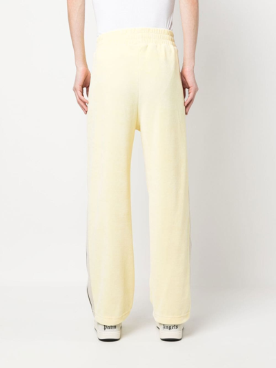 Palm Angels Stripe-detail Chenille Track Pants In 1803 Yellow Off White