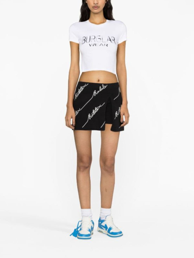 Rotate Birger Christensen Rotate Women Cotton Blend Shorts With Contrasting Logo In Black