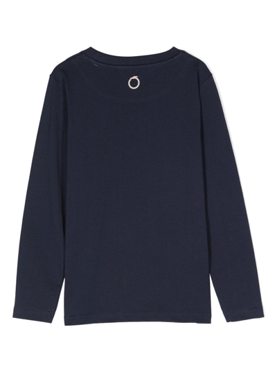 Shop Trussardi Junior Logo-flocked Cotton Sweatshirt In Blue