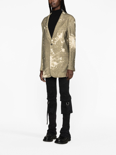 R13 Oversized Ragged Blazer In Green