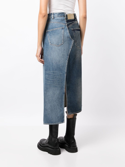 Shop Jnby Asymmetric Denim Skirt In Blue