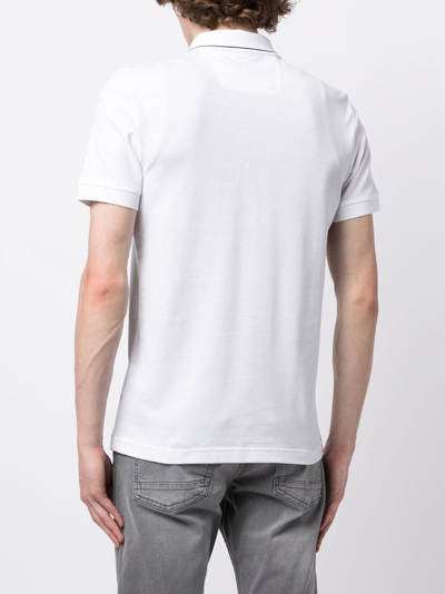 Shop Hugo Boss Logo-embroidered Cotton Polo Shirt In White