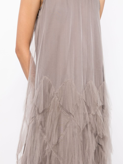 Jnby Tulle-overlay Midi Dress In Grey