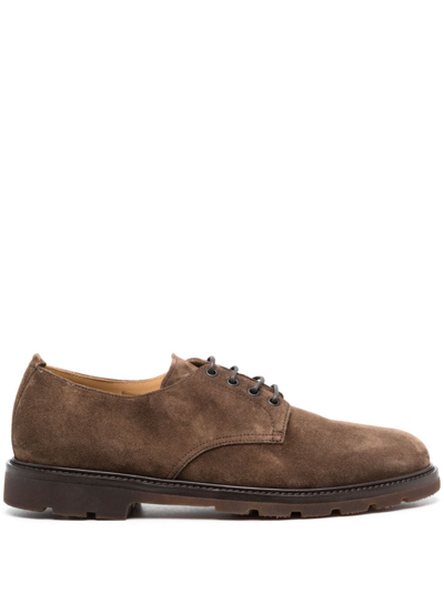 Shop Henderson Baracco Lace-up Suede Derby Shoes In Brown