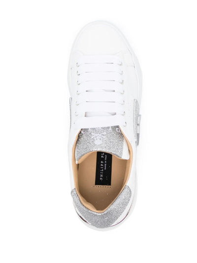 Philipp Plein Sneakers Lo-top In Leather With Glitter In White