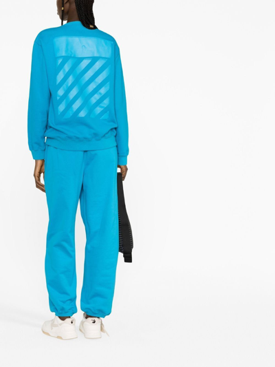 Shop Off-white Logo-embroidered Cotton Track Pants In 4901 Blue A White