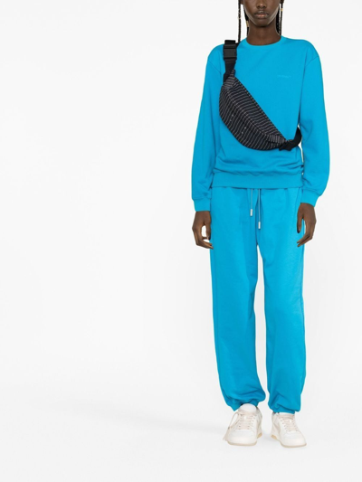 Off-white Logo-embroidered Cotton Track Pants In 4901 Blue A White