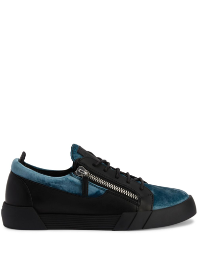 Shop Giuseppe Zanotti Frankie Panelled Leather Sneakers In Black