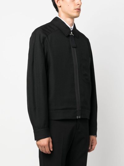 Shop Jacquemus Linu Zip-up Shirt Jacket In Black