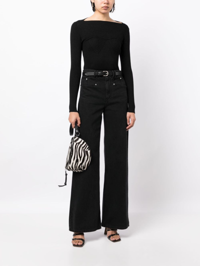 Shop Isabel Marant Zilyae Slash-neck Ribbed Top In Black