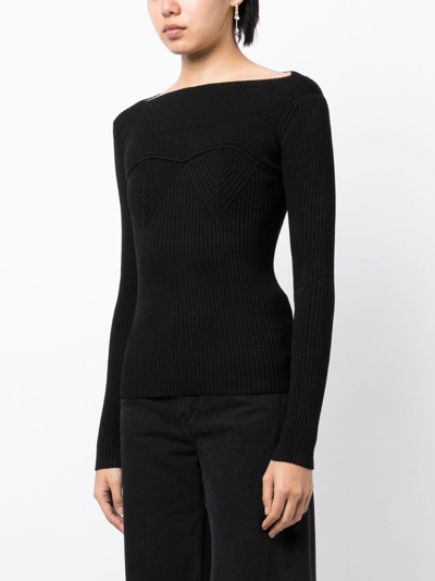 Shop Isabel Marant Zilyae Slash-neck Ribbed Top In Black