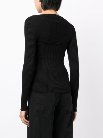 Shop Isabel Marant Zilyae Slash-neck Ribbed Top In Black