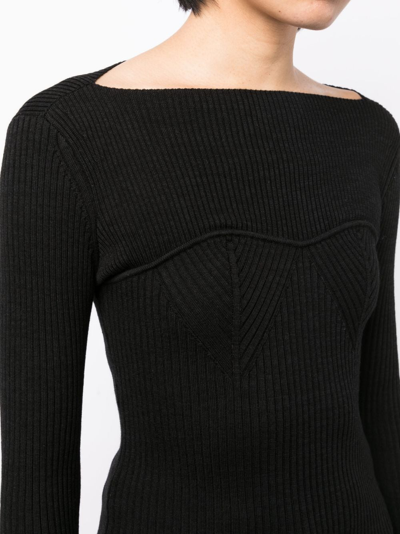 Shop Isabel Marant Zilyae Slash-neck Ribbed Top In Black