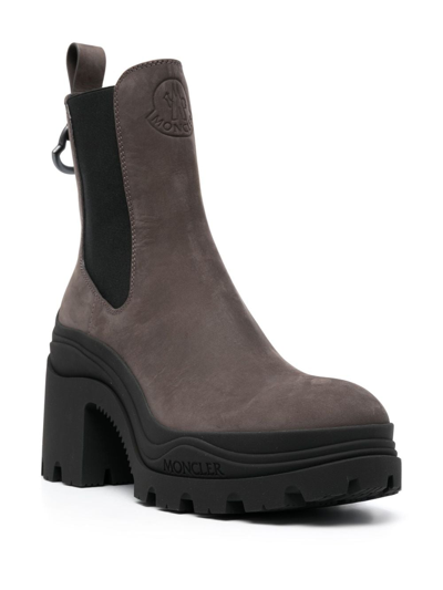 Shop Moncler Elasticated-ankle Ridged-sole Boots In Brown