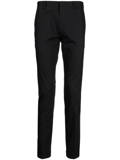 Shop Paul Smith Tapered-leg Cotton Trousers In Black
